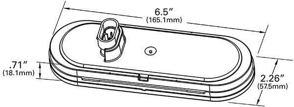 Grote product drawing - 6" Oval Red LED Stop/Tail/Turn Light With Integrated Amp Termination