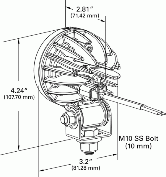 Grote product drawing - Trilliant® 26 LED Work Light With Pendant Mount.