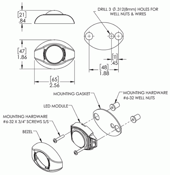 Grote product drawing - Mini LED Directional Light