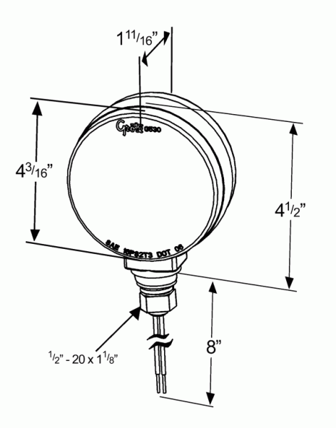 Grote product drawing - 4" hi count double face led light 